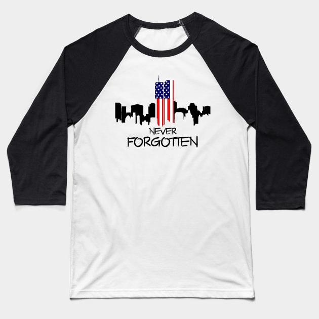 Never forgotten 911 Baseball T-Shirt by TonTomDesignz